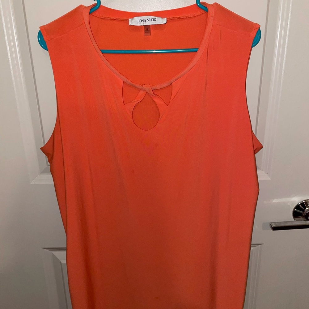 Sleeveless orange work + office blouse plus size